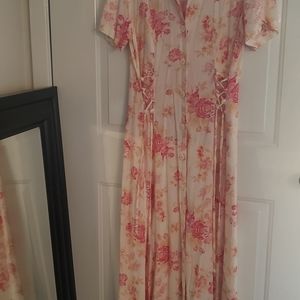 Vintage Jennifer James Womens Short Sleeve Maxi Floral Fit & Flare Dress